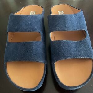 Navy Blue Suede FitFlop Slide Sandals